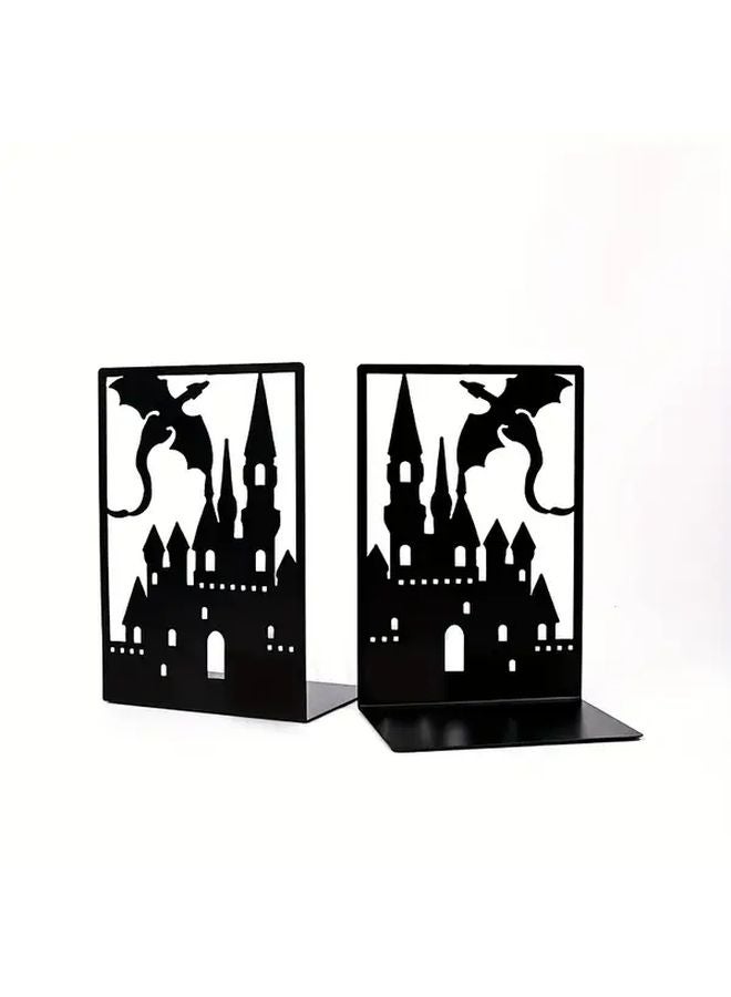 Black Dragon Castle Metal Book Stands With Crystal Accents Home Decor Gift - Image 4